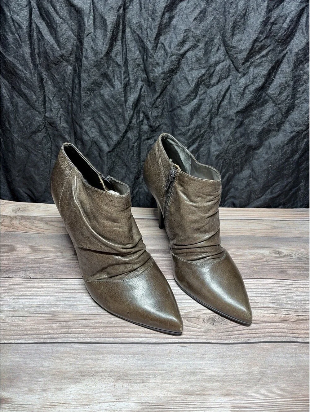 Aldo Brown Leather Slouch Stiletto Ankle Booties US 8.5